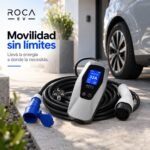 Cargador para Vehiculos Electricos Portatil RC-EV-04   7KW  6A/8A/10A/13A/16A/32A  Plateado  Roca - Imagen 3