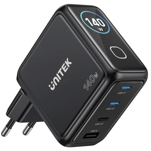 cdr-29510ec3c16268a1856276d57841d55a Cargador Unitek Rexo 140W 4 Puertos GaN con Pantalla Inteligente