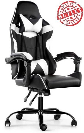 Silla Gamer ROM Negro/Blanco Reclinable (con detalles)