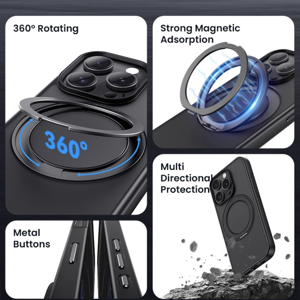 mancru-140261-f1807d8f626e49fb3d6097782ccf5d4d BH894 Case Apple iPhone 16 Pro 6.3" Magnético c/Soporte Giratorio Negro GZ Series USAMS - Imagen 1