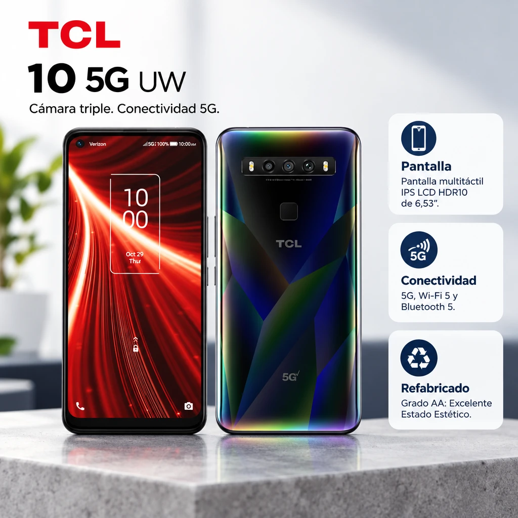 Tcl 10 5g Uw 6,53'' 6gb 128gb Triple Cam 48mp